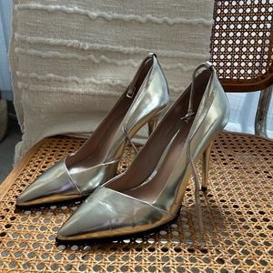 DKNY Silver disco heels